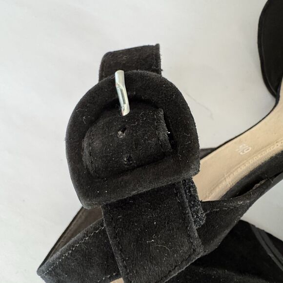 Gabor Black Nubuck Leather Low Heel Block Sandals Women UK 6.5 US 9 Wide Strap - Picture 4 of 15